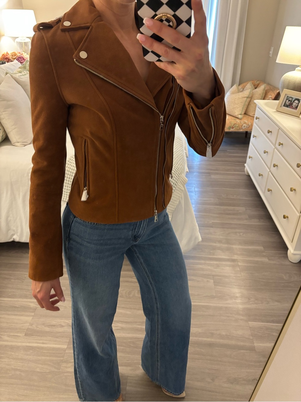 Intermix Exclusive Goat Suede Moto Jacket in Brown NWT 🤎 - Picture 5 of 10